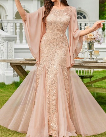 Rochie lunga Miusol, piersica