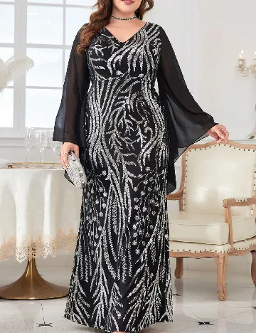 Rochie lunga UNITHORSE Plus Size, negru