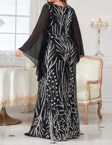 Rochie lunga UNITHORSE Plus Size, negru