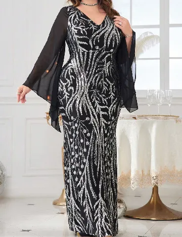 Rochie lunga UNITHORSE Plus Size, negru
