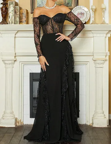 Rochie lunga Miss ord, negru