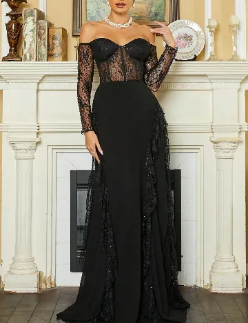 Rochie lunga Miss ord, negru