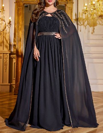 Set Rochie si Cardigan Supgir Plus Size, negru