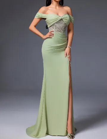 Rochie lunga VIPGIRL, verde deschis