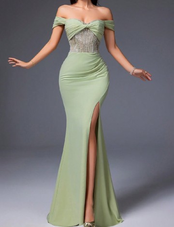 Rochie lunga VIPGIRL, verde deschis