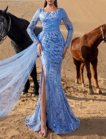 Rochie lunga Faeriesty, albastru