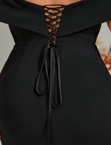 Rochie lunga Everlyl Plus Size, negru