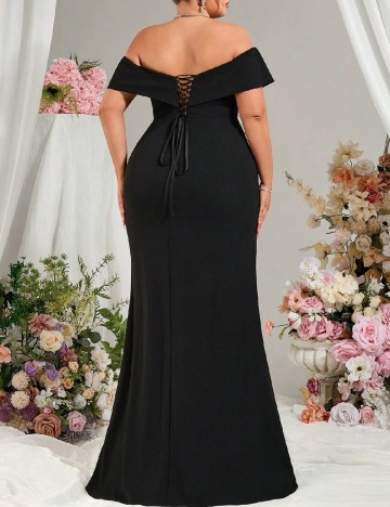 Rochie lunga Everlyl Plus Size, negru