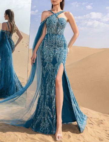 Rochie lunga Faeriesty, turcoaz