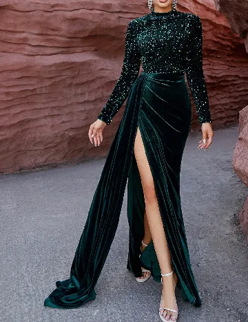 Rochie lunga Love&Lemonade, verde