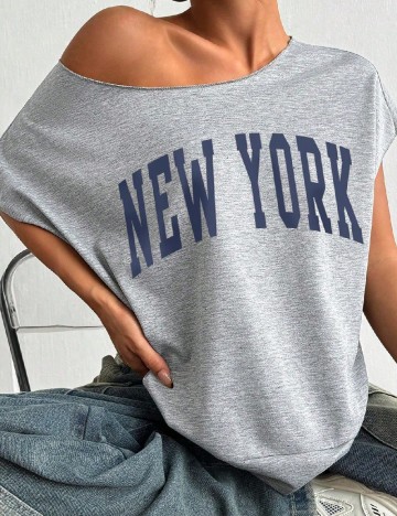 Tricou Oversize SHEIN, gri