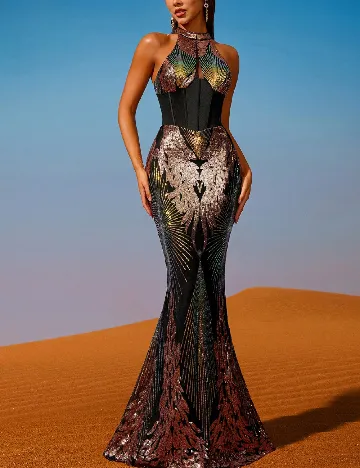 Rochie lunga AOSHABABI, mix culori