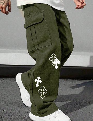 Pantaloni SHEIN, verde inchis