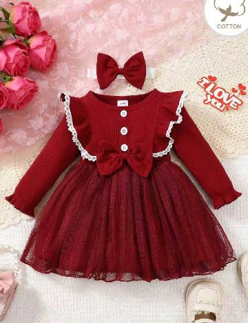 Rochie Shein Kids, rosu/alb