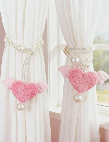 Accesoriu decorativ perdea 2 bucati SHEIN, roz