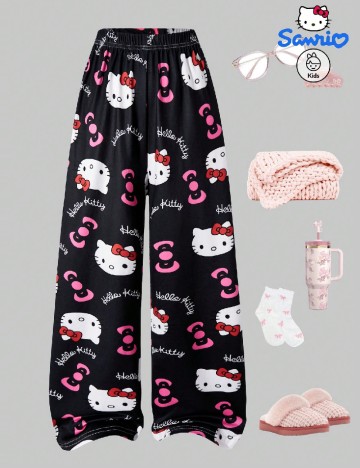 Pantaloni de pijama Shein Kids, negru