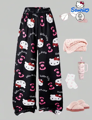 Pantaloni de pijama Shein Kids, negru