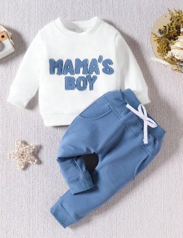 Compleu Shein Kids, alb/albastru