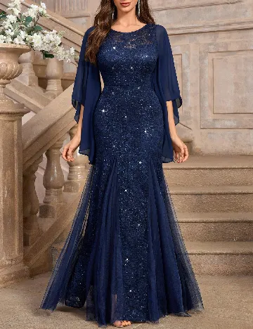 Rochie lunga Miusol, bleumarin inchis