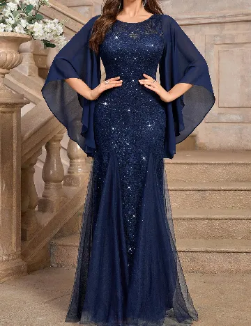 Rochie lunga Miusol, bleumarin inchis
