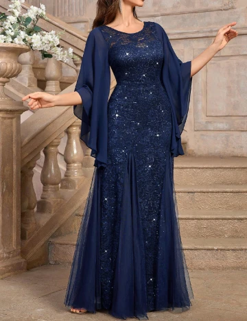 Rochie lunga Miusol, bleumarin inchis