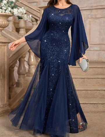 Rochie lunga Miusol, bleumarin inchis