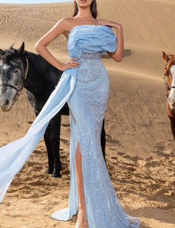 Rochie lunga Faeriesty, albastru