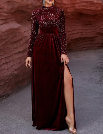 Rochie lunga Love&Lemonade, visiniu