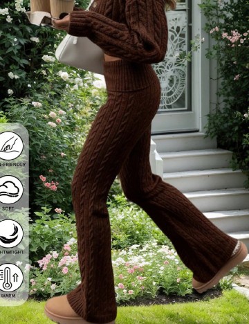 Pantaloni SHEIN, maro inchis