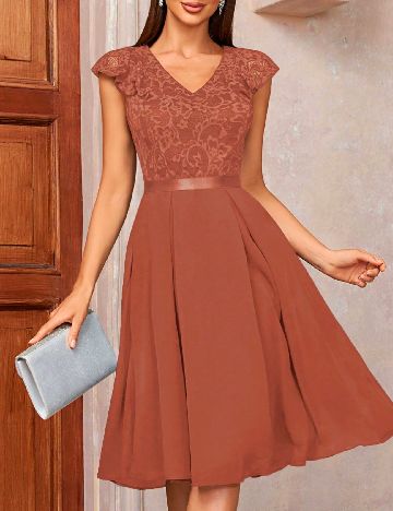 Rochie scurta Miusol, roz pudra