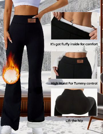Pantaloni termici SHEIN, negru