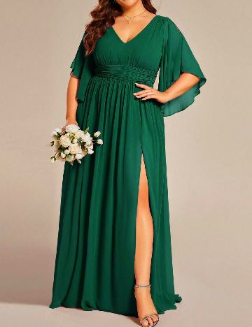 Rochie lunga Ever-Pretty Plus Size, verde