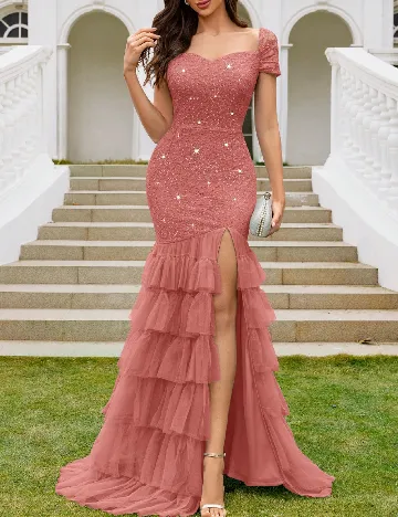 Rochie lunga Miusol, roz