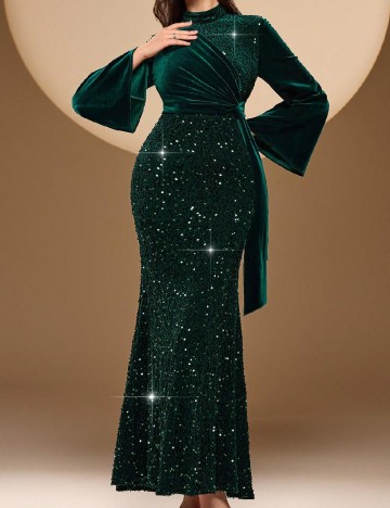 Rochie lunga Toleen, verde inchis