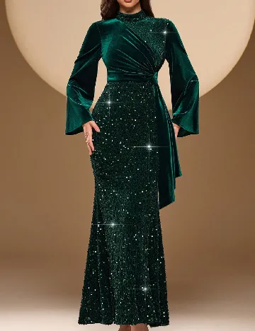 Rochie lunga Toleen, verde inchis