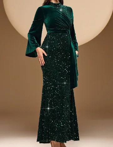 Rochie lunga Toleen, verde inchis