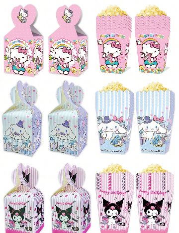 Set cutii pentru popcorn, 12 bucati SHEIN, roz