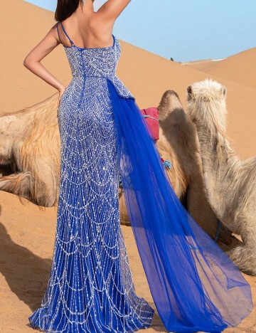 Rochie lunga Faeriesty, albastru