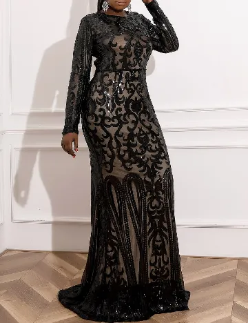 Rochie lunga Miss Ord Plus Size, negru