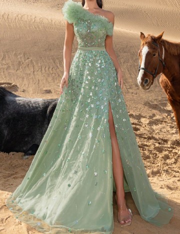 Rochie lunga Faeriesty, verde deschis