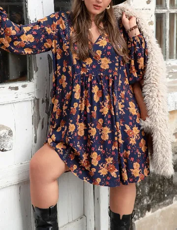 Rochie scurta Rusttydustty Plus Size, mix culori