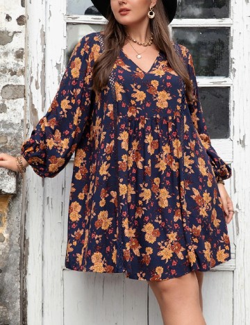 Rochie scurta Rusttydustty Plus Size, mix culori