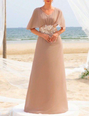 Rochie lunga Mosy, roz pal
