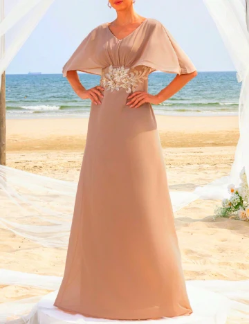 Rochie lunga Mosy, roz pal