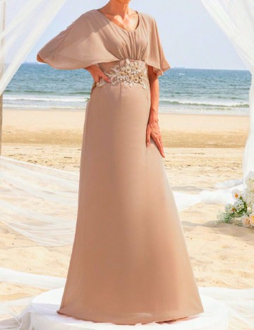 Rochie lunga Mosy, roz pal