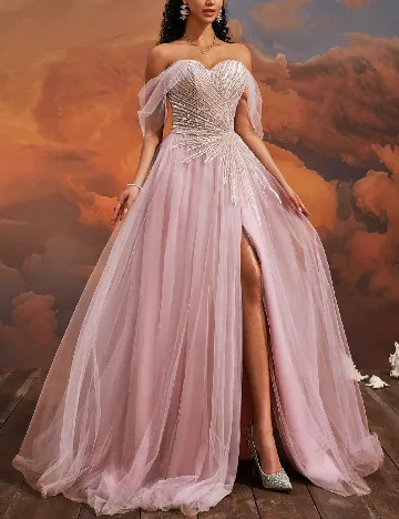 Rochie lunga VIPGIRL, roz pudra