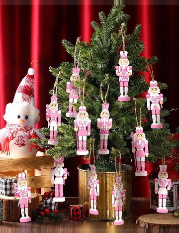 Set ornamente pentru brad, 36 bucati SHEIN, roz