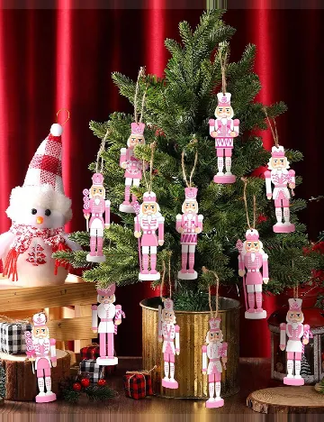 Set ornamente pentru brad, 36 bucati SHEIN, roz