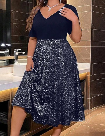 Rochie medie SHEIN CURVE, bleumarin