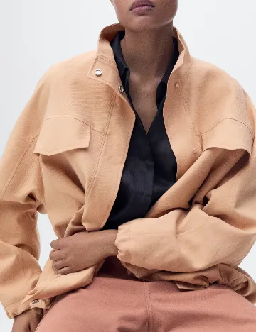 Jacheta Oversize Mango, crem